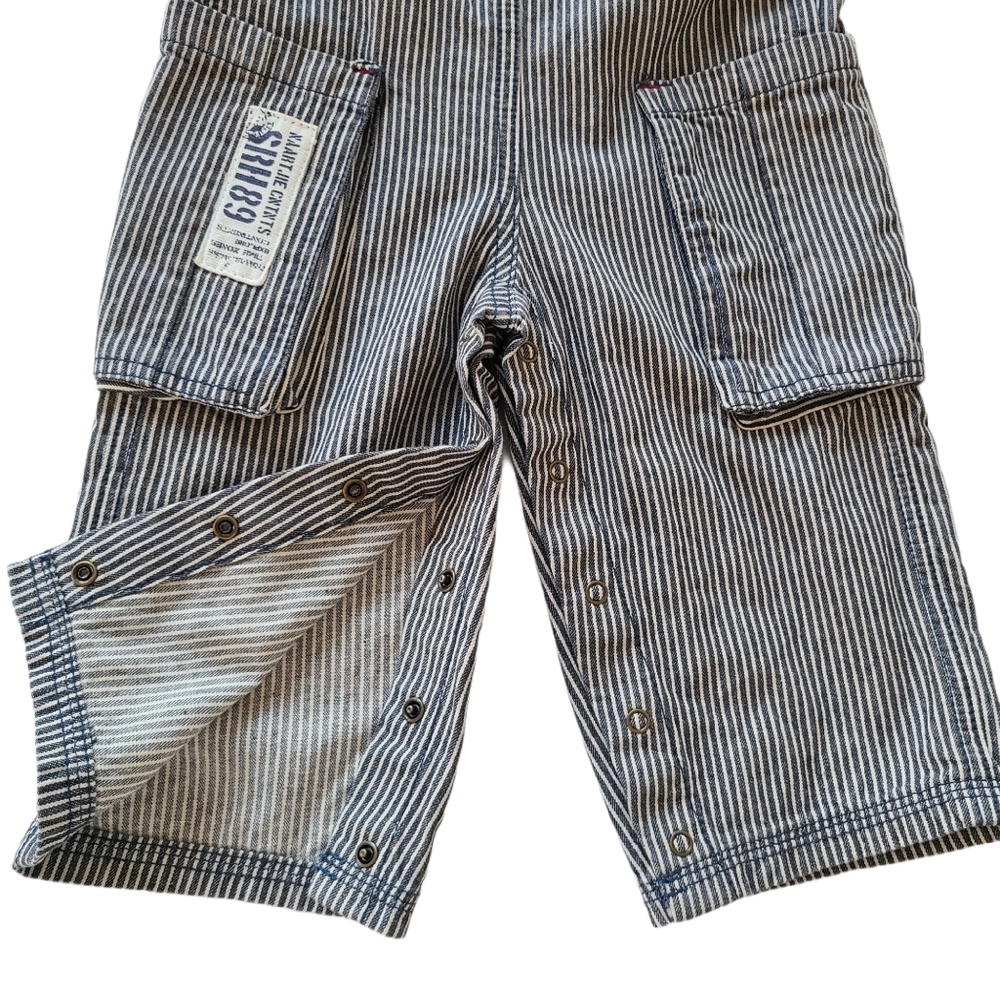 NWT Vintage Kids Denim Railroad Conductor Hickory Striped Dungaree Overalls - Picture 4 of 13